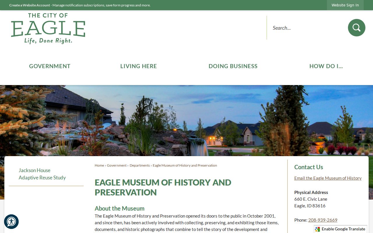 Eagle Museum of History and Preservation official collection page