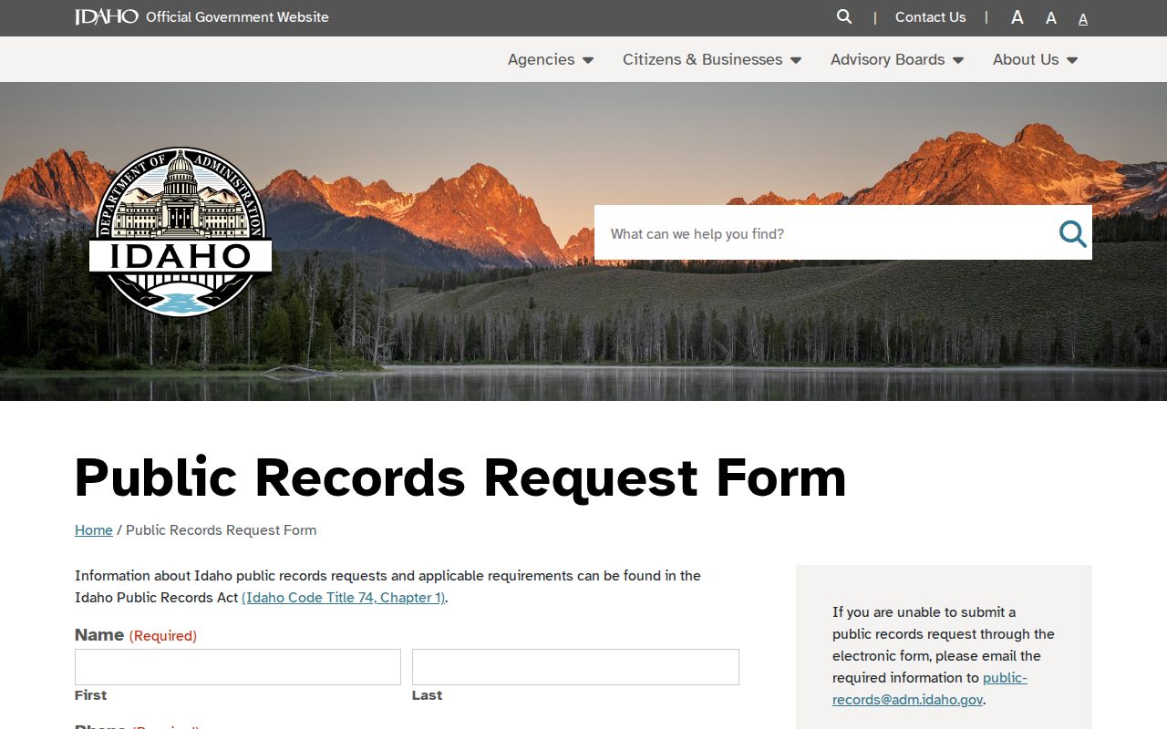 Eagle residents directory Idaho records request form