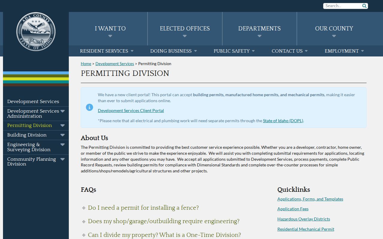 Ada County permitting and address records page