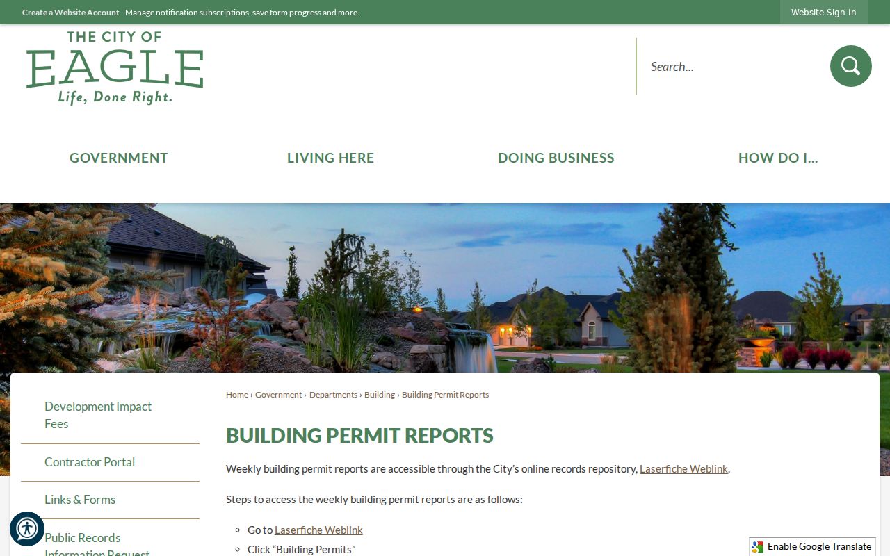 Eagle building permit reports used to date changes at a past residence