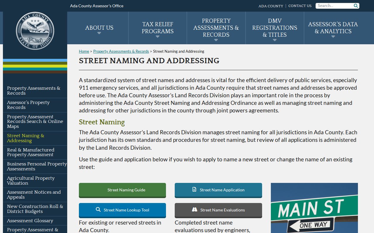 Ada County street naming and addressing rules for Eagle